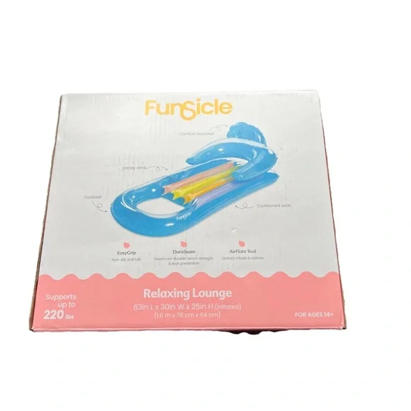 FunSicle Relaxing Lounge Inflatable Pool Float Sky Blue Unisex - Picture 8 of 8